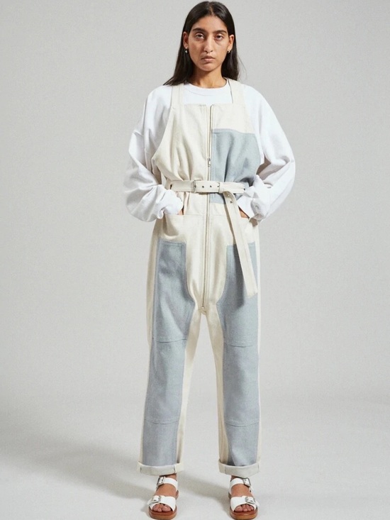 Rachel Comey Denim - Rachel Comey Handy Overalls Cream and Light Blue Denim